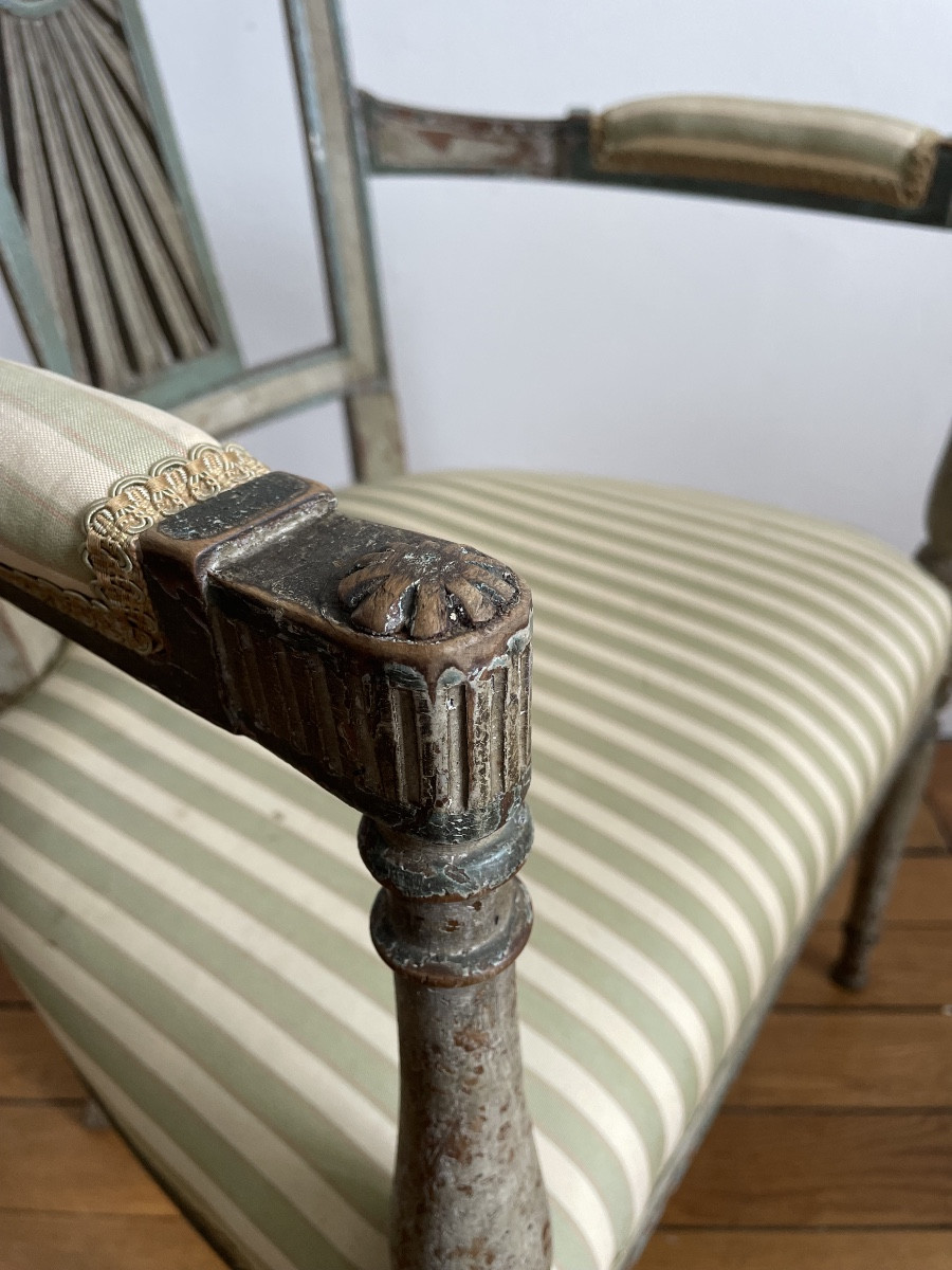 Directoire Armchair And Chair With Patina-photo-1