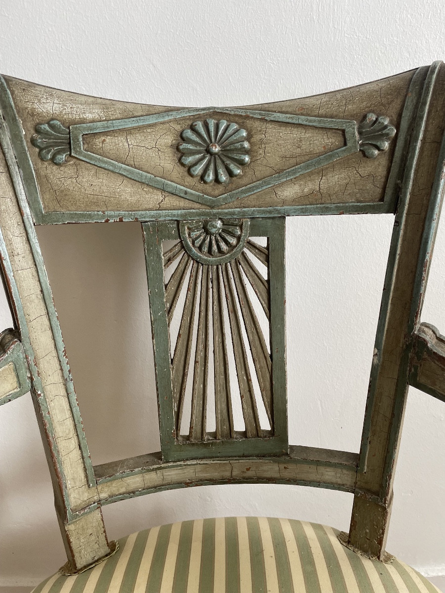 Directoire Armchair And Chair With Patina-photo-2
