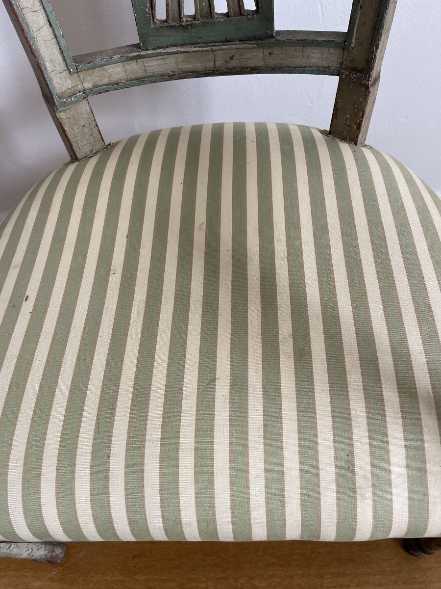 Directoire Armchair And Chair With Patina-photo-3