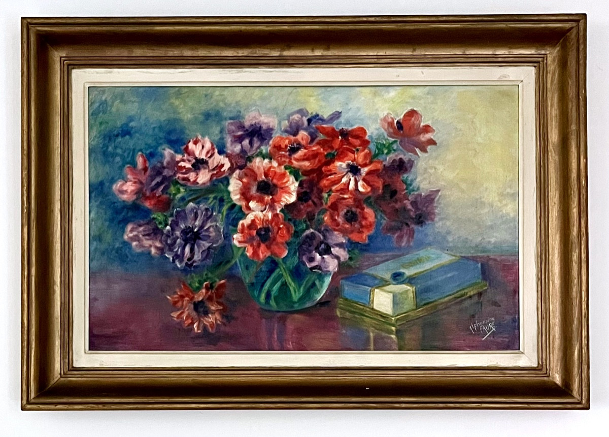 Modern Painting , Flowers On A Table Hsi Circa 1950