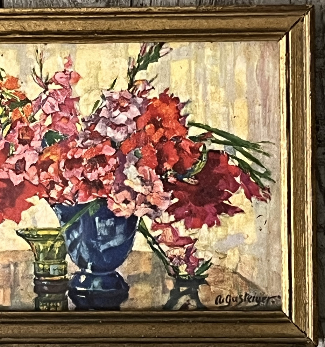 Painting, Flowers On A Table, Watercolor By Anna Gasteiger 1877-1954-photo-3