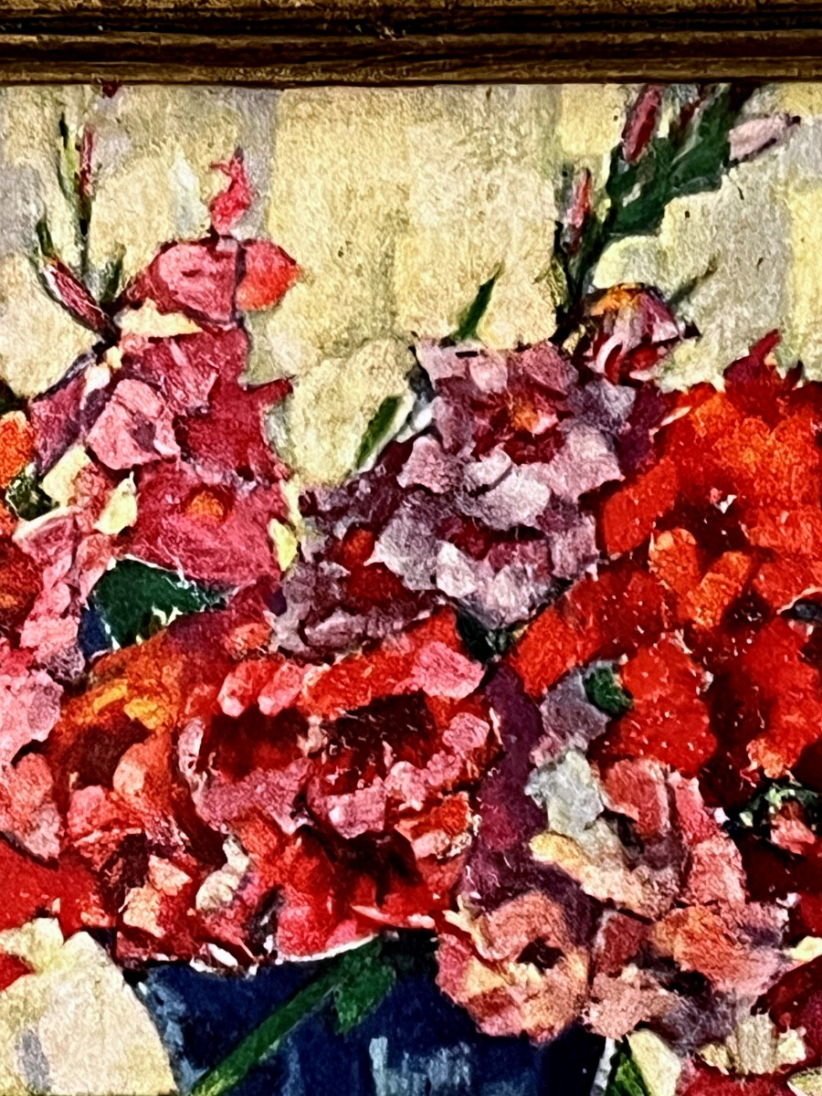 Painting, Flowers On A Table, Watercolor By Anna Gasteiger 1877-1954-photo-4