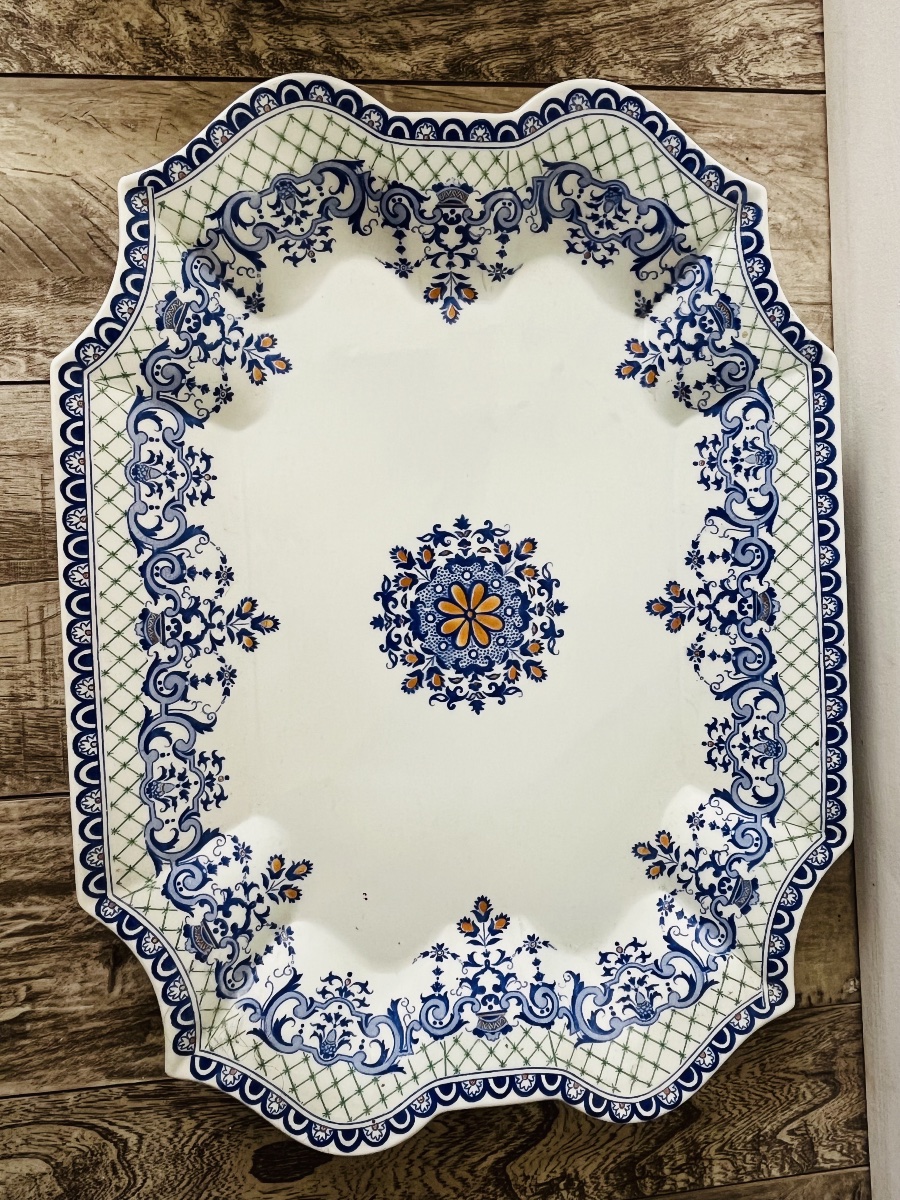 Antique Gien Earthenware Vegetable Dish, Artichoke Socket-photo-2