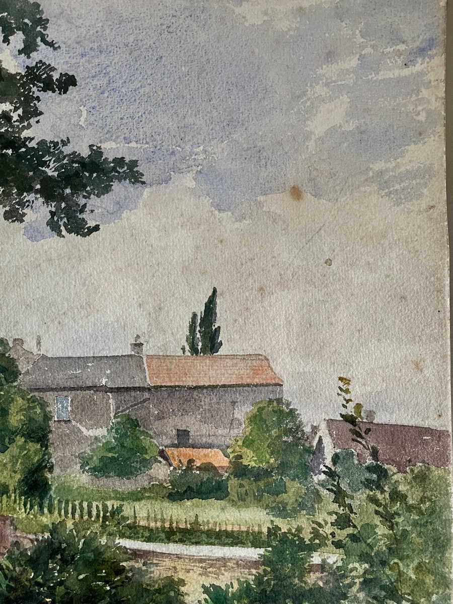 Tableau la ramasseuse de légumes,aquarelle de Eugène Gluck-photo-2