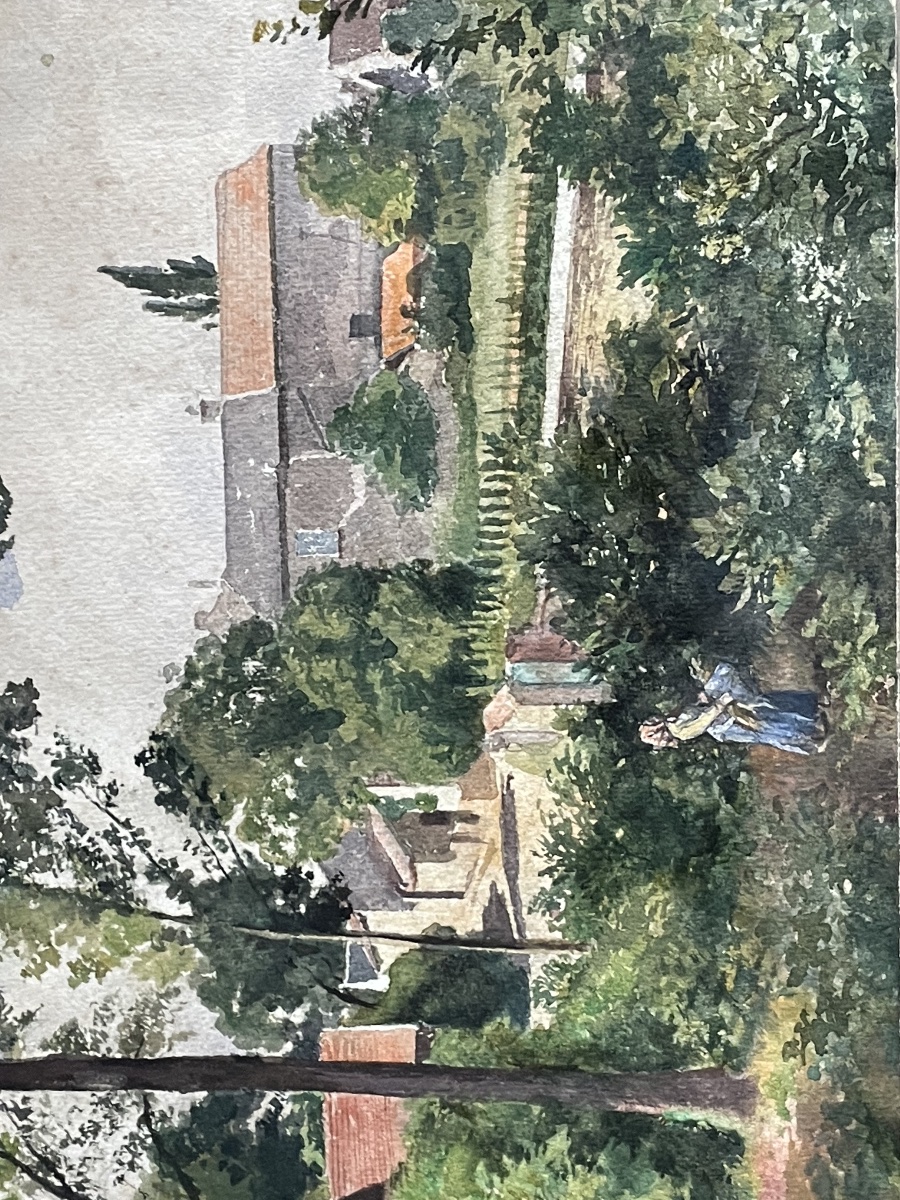 Tableau la ramasseuse de légumes,aquarelle de Eugène Gluck-photo-5