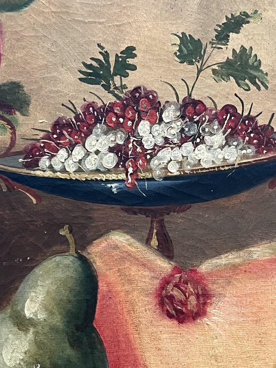Tableau nature aux fruits et fleurs Hst de Théo XIX eme-photo-4
