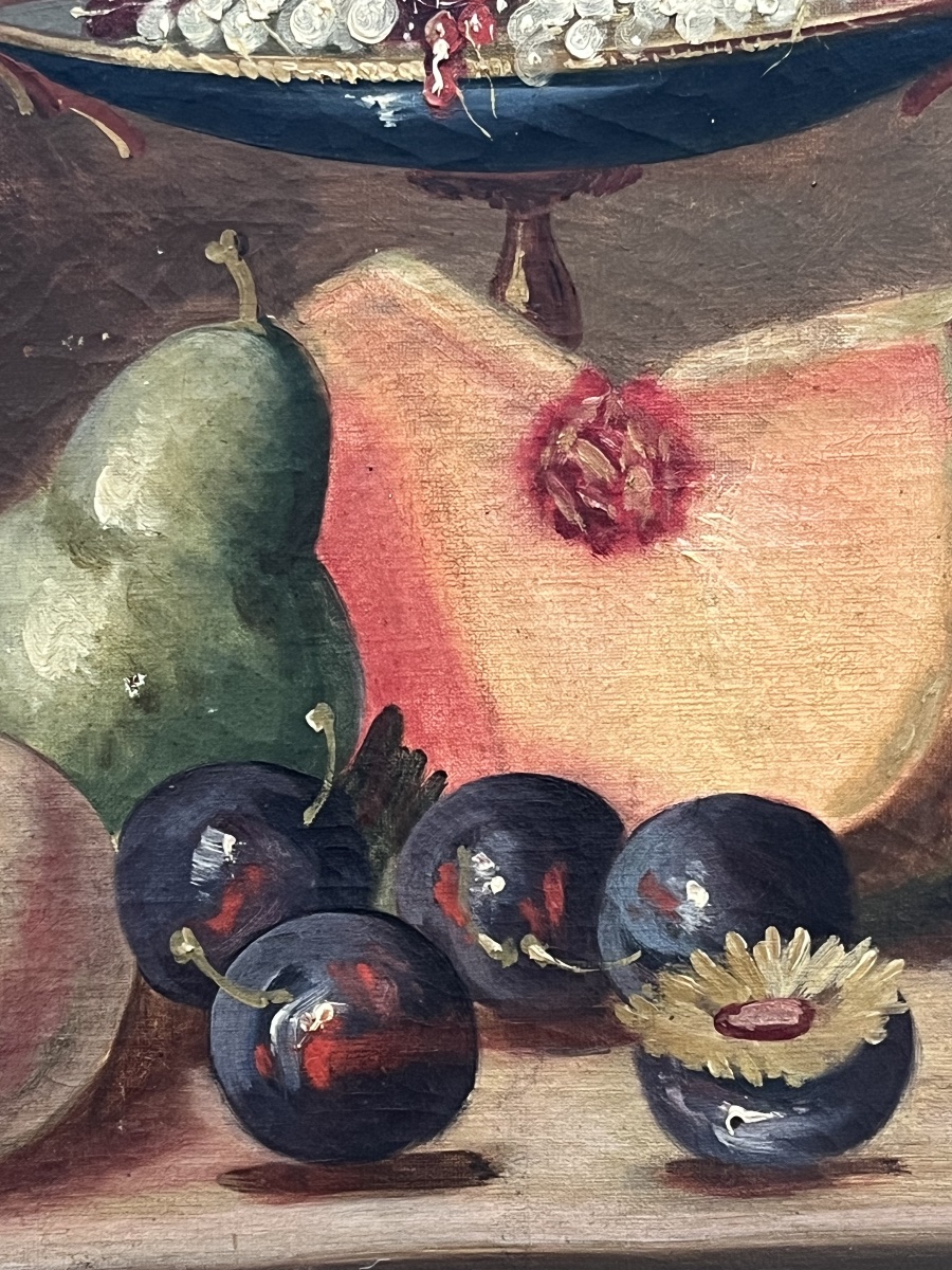 Tableau nature aux fruits et fleurs Hst de Théo XIX eme-photo-5
