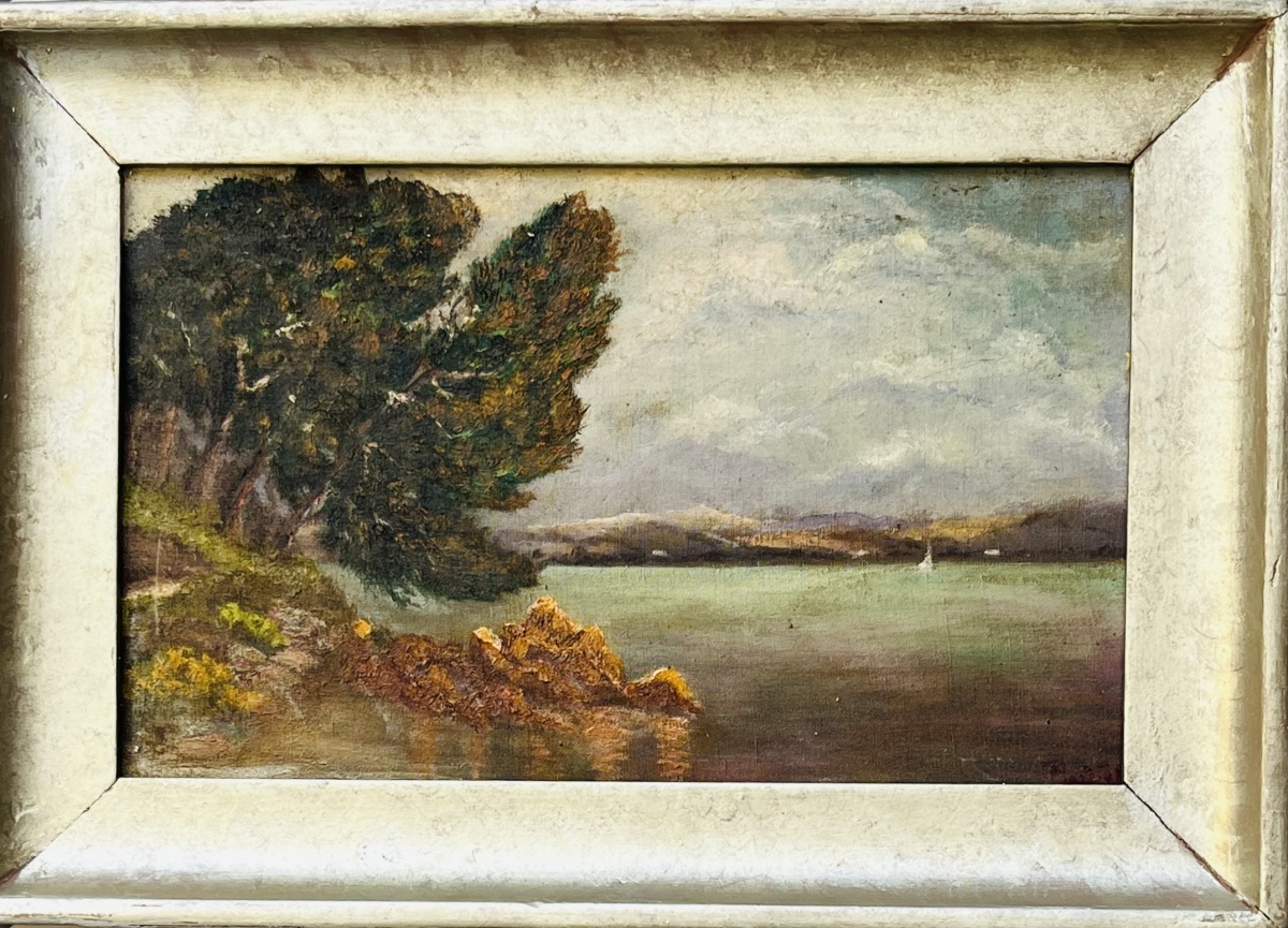 Tableau, coucher de soleil sur la côte bretonne Hst XIX eme