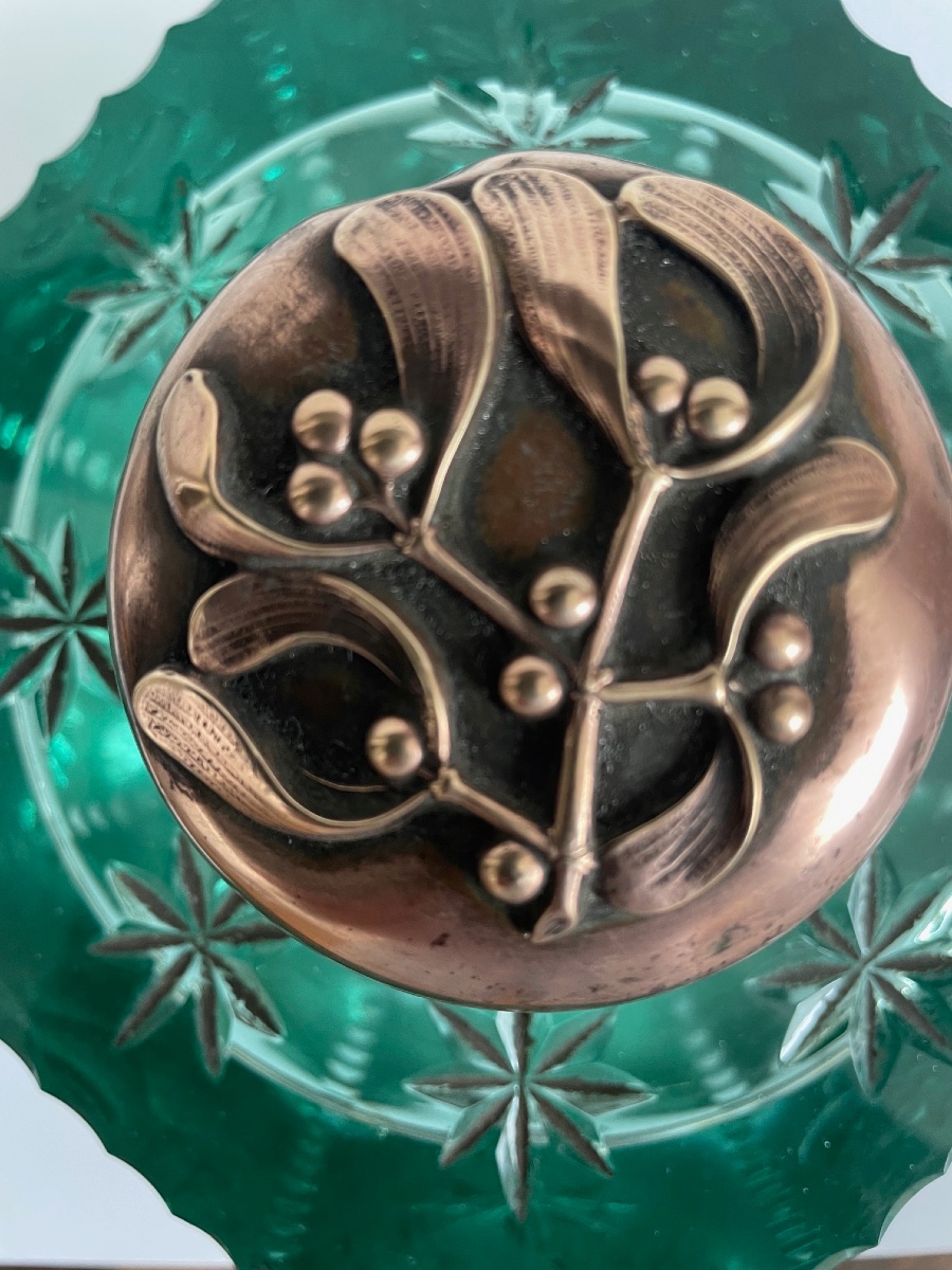 Encrier exceptionnel en cristal probablement Saint Louis Art Nouveau -photo-4
