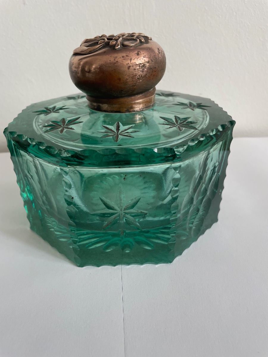 Encrier exceptionnel en cristal probablement Saint Louis Art Nouveau 