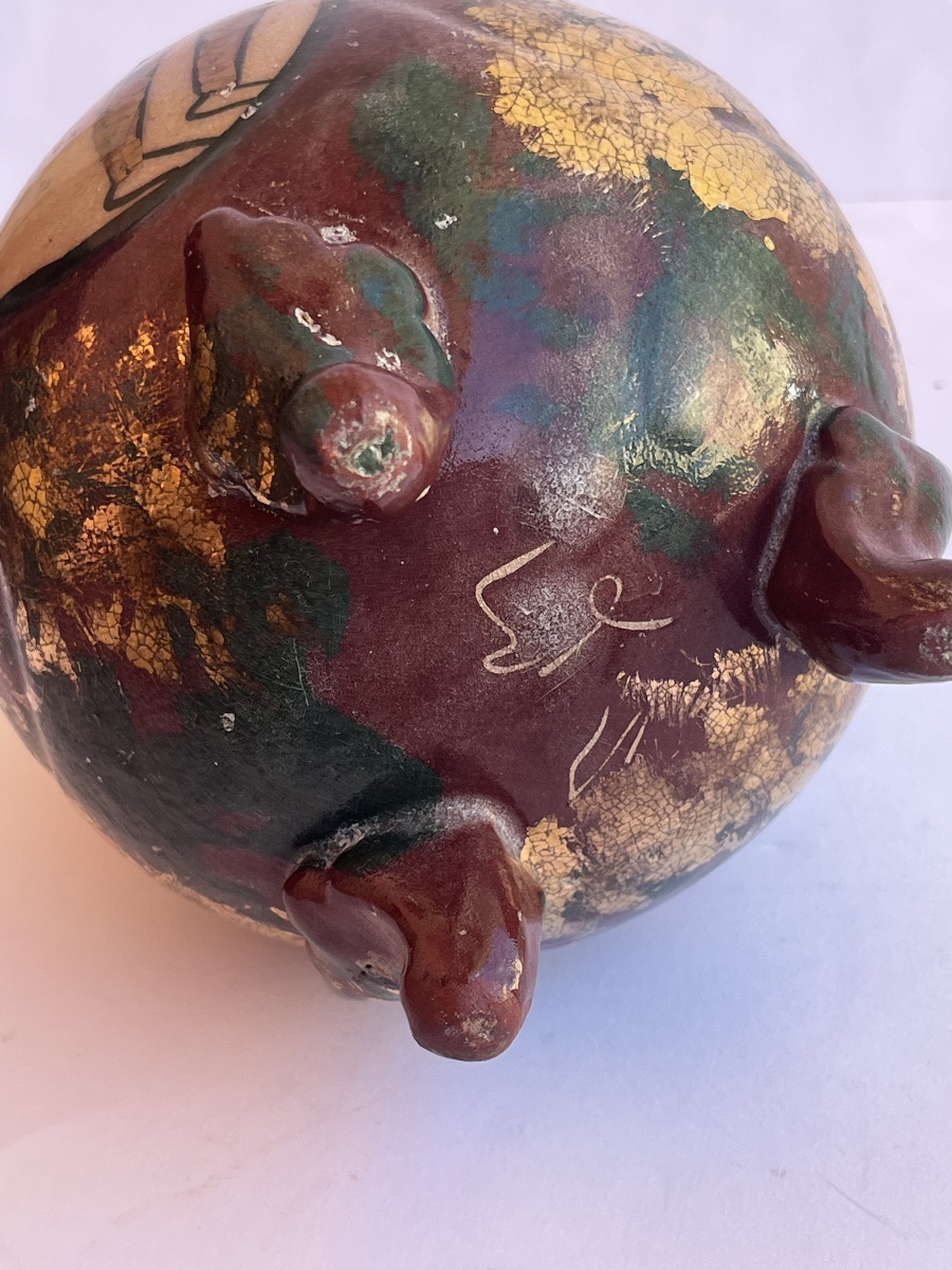 Vase Desmant en grès émaillé à motifs à motifs métallisés Art Nouveau -photo-6