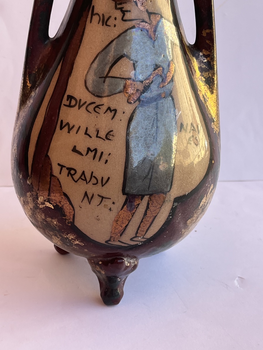Vase Desmant en grès émaillé à motifs à motifs métallisés Art Nouveau -photo-7