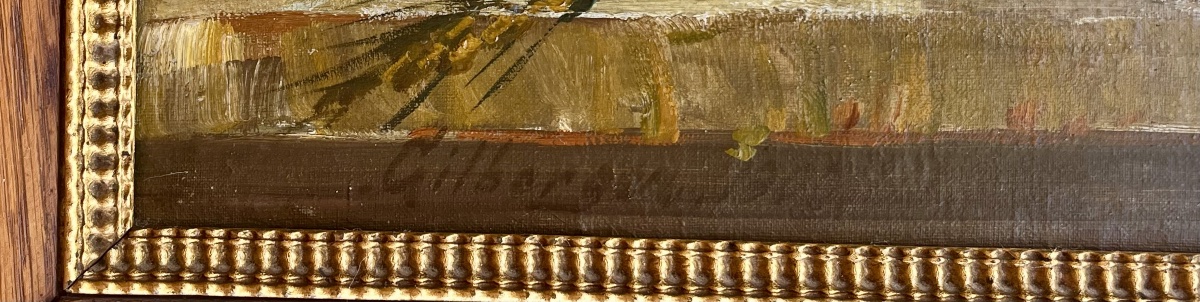 Painting, Still Life With Flowers, Signed "hst" By Gilbert, Dated 1900-photo-2