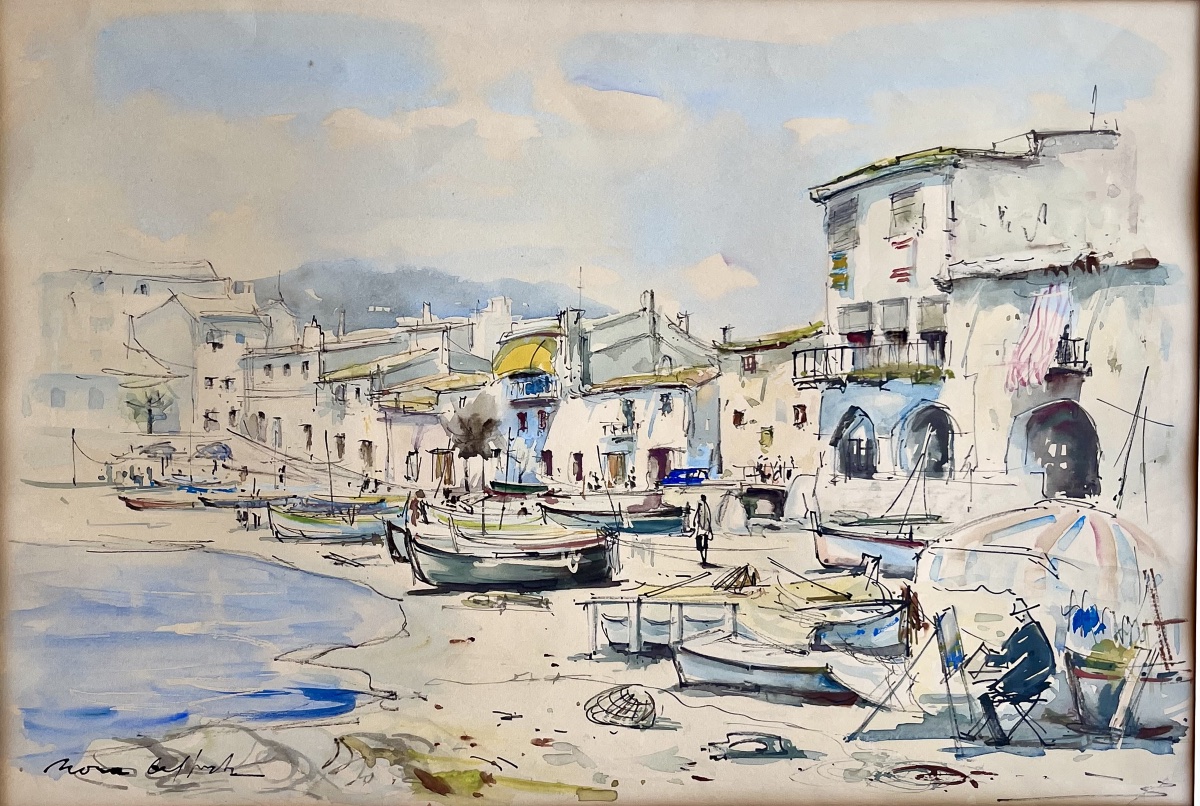 Tableau , plage de Callela ( Costa Brava) 1962 de Jaume Roca Del pech-photo-2