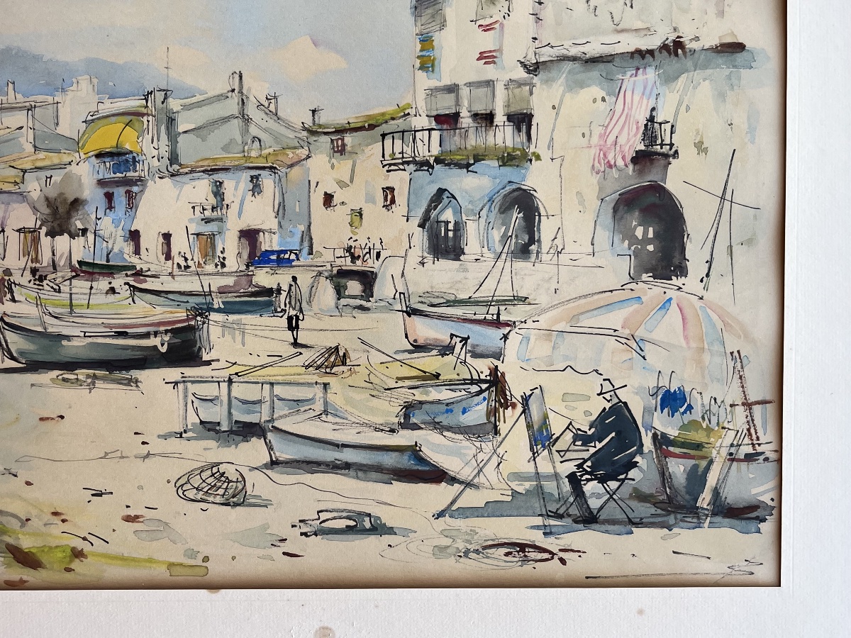 Tableau , plage de Callela ( Costa Brava) 1962 de Jaume Roca Del pech-photo-1