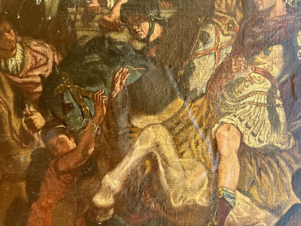 Antique Oil Painting Based On A Work By Delacroix, 19th Century-photo-3