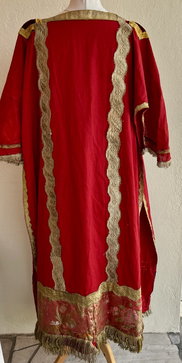 Liturgical Chasuble With Gold-thread Embroidery And Silk Damask, Early 19th Century-photo-6