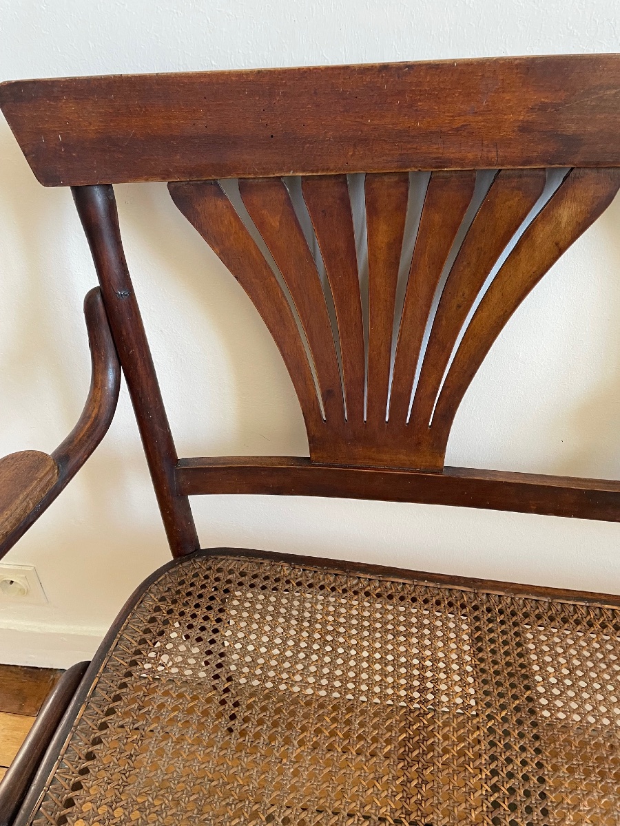 Curved Wooden Bistro Bench, Art Nouveau Thonet Style?-photo-2