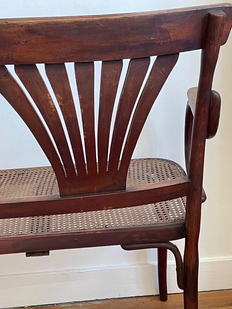 Curved Wooden Bistro Bench, Art Nouveau Thonet Style?-photo-2