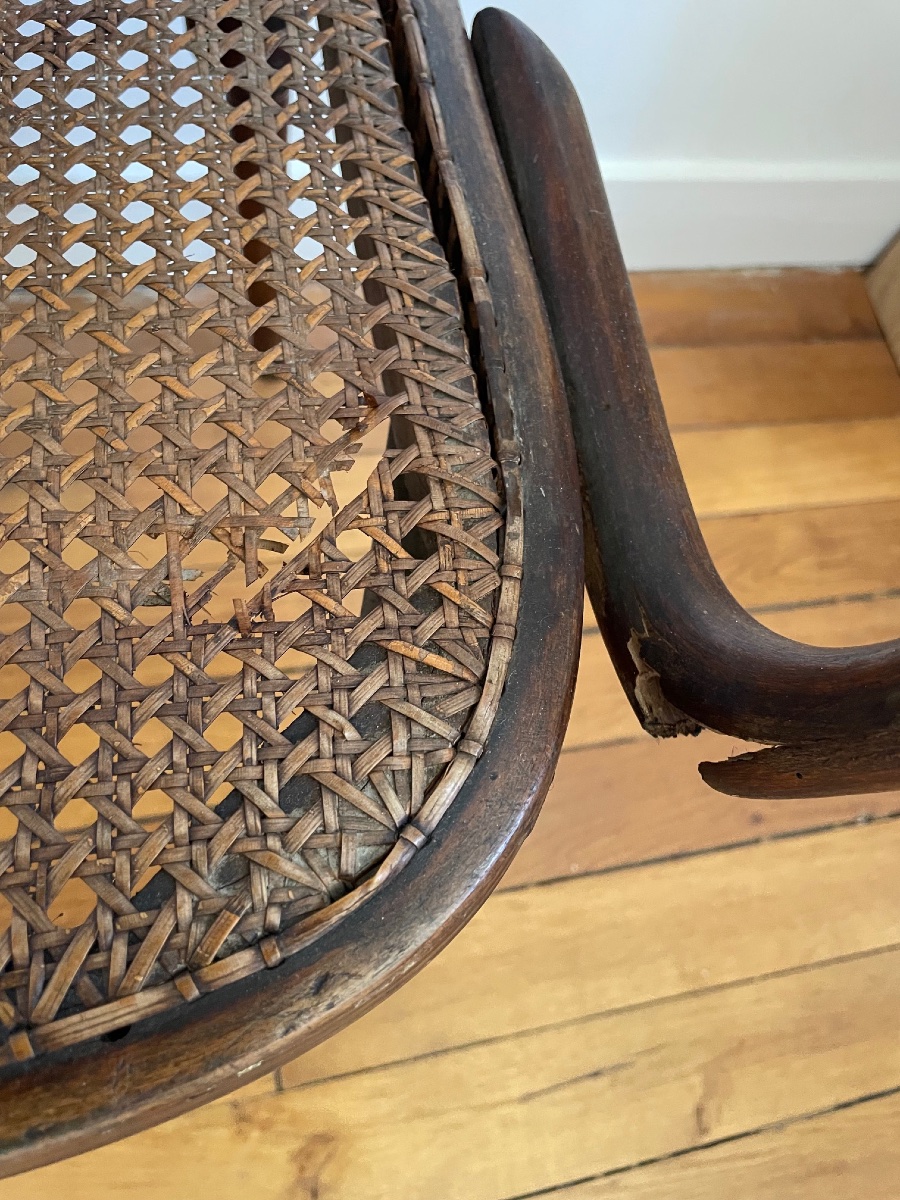 Curved Wooden Bistro Bench, Art Nouveau Thonet Style?-photo-6
