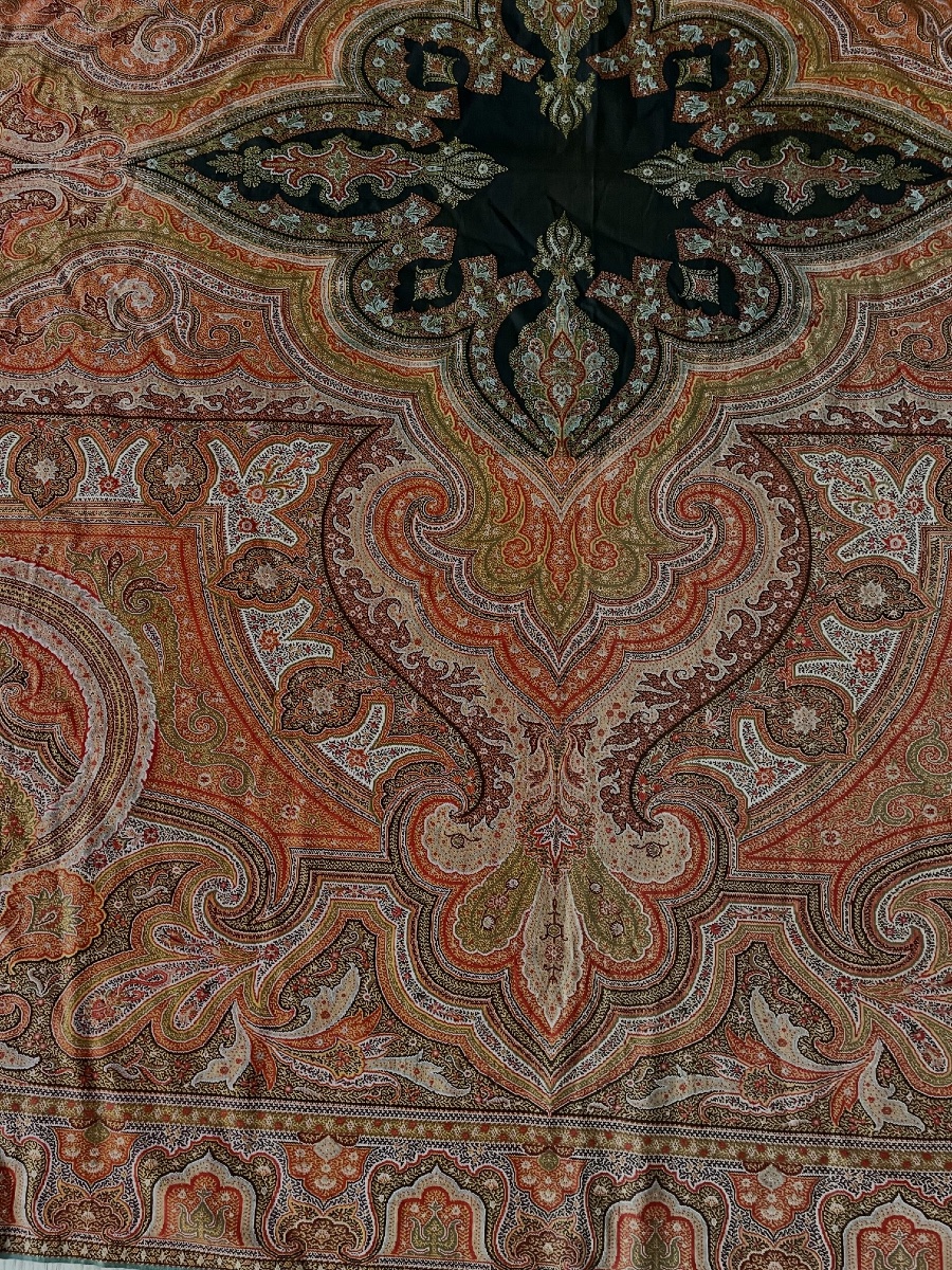 Grand châle ancien en cachemire, époque XIX eme-photo-3