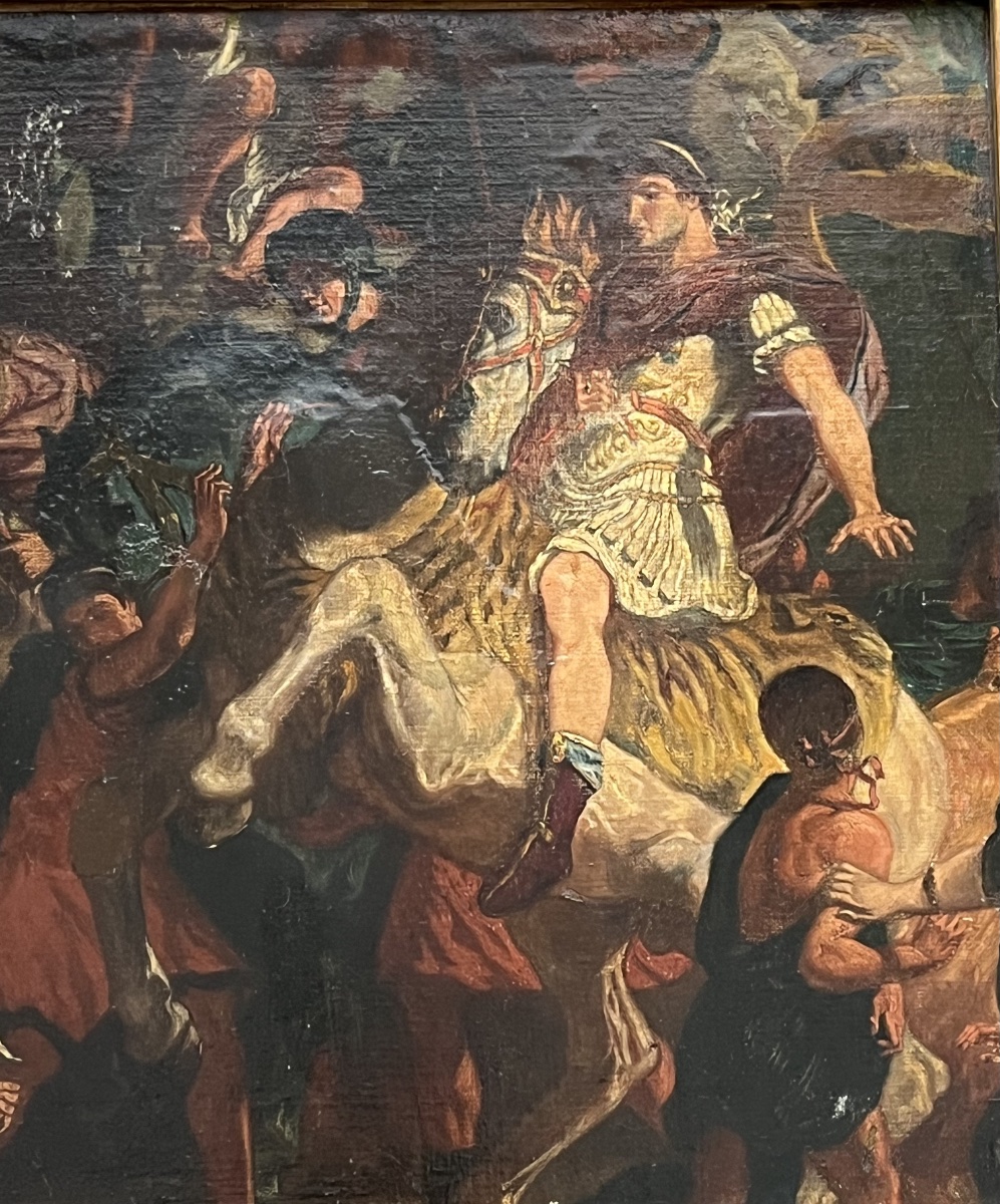 Tableau ancien la justice de Trajan, étude ou élève de style Delacroix XIX eme-photo-3