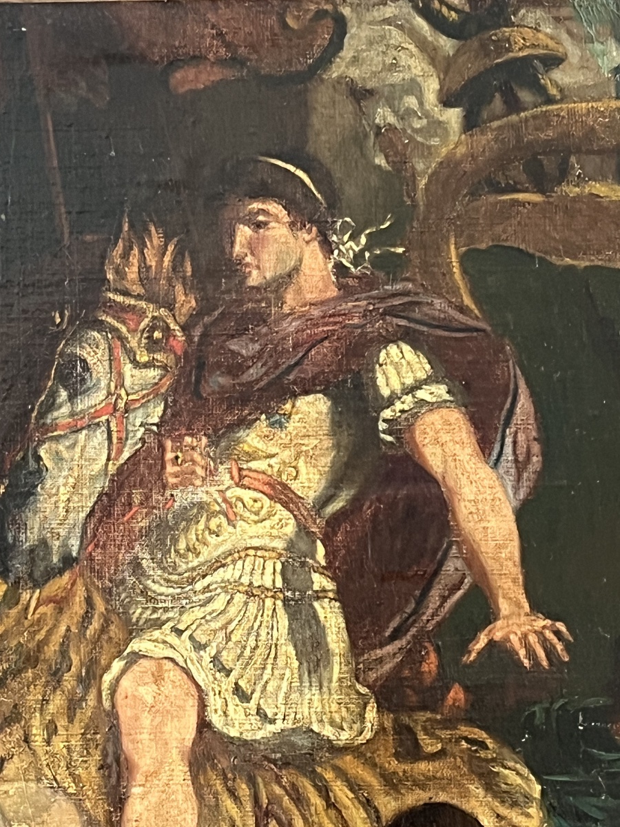 Tableau ancien la justice de Trajan, étude ou élève de style Delacroix XIX eme-photo-2