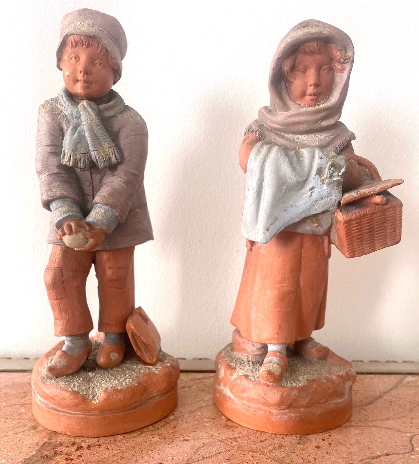 Pair Of Terracotta Figurines Signed By Sc Collot 
