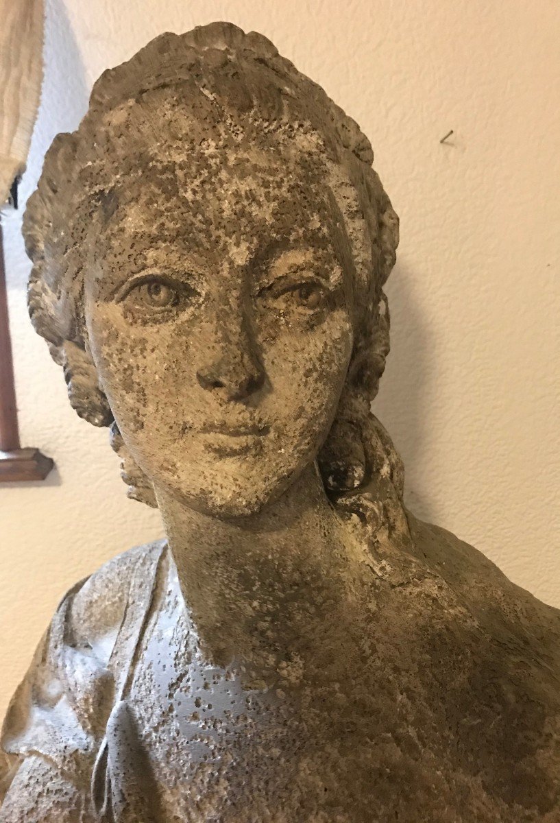 Buste De La Contesse Du Barry, En Plâtre Ancien, XIX ème-photo-3