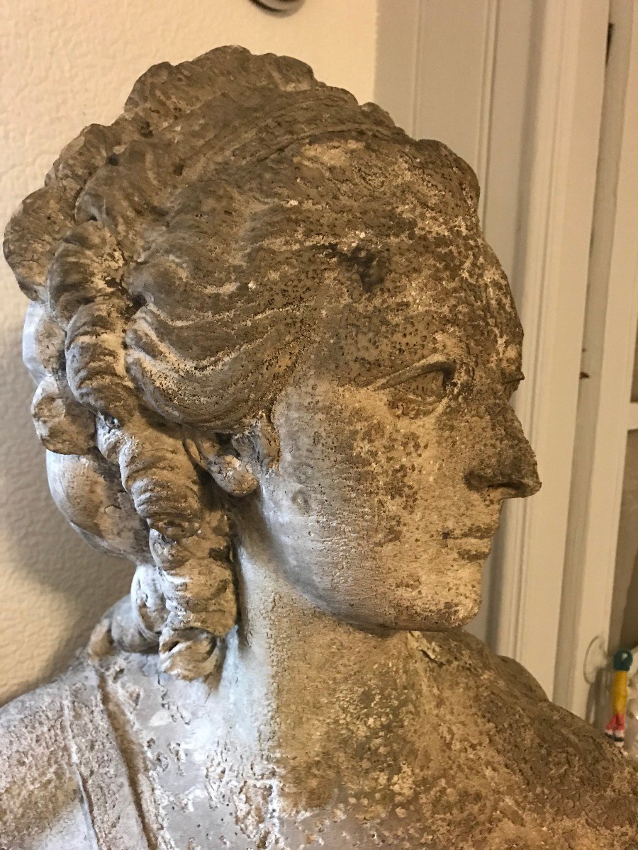 Buste De La Contesse Du Barry, En Plâtre Ancien, XIX ème-photo-2