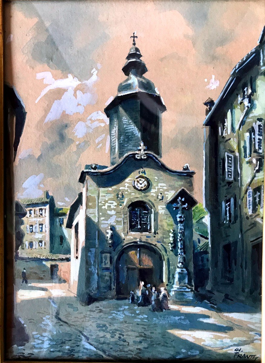 Tableau, Sortie d'église En Alsace, Signée De Ch. Frantz-photo-2