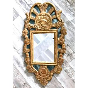 Grand miroir à Parclose Au Mercure En Bois Doré, époque XVIII ème