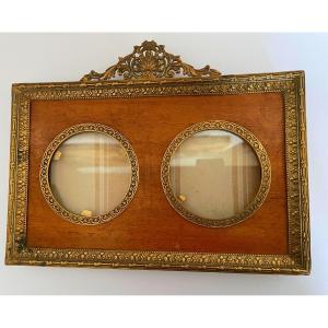 Photo Frame In Brass And Mahogany, Napoleon III Period, Louis XVI Style