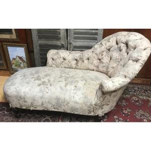 Méridienne Napoleon III en tissu capitonné XIXeme 