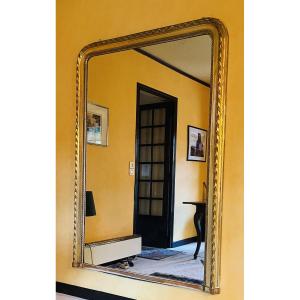 Miroir trumeau Haussmanien en bois et stuc doré 