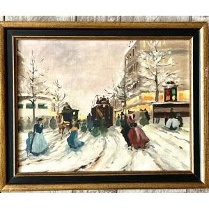 Tableau , grand boulevard à Paris, Hst signée H Schaeffer