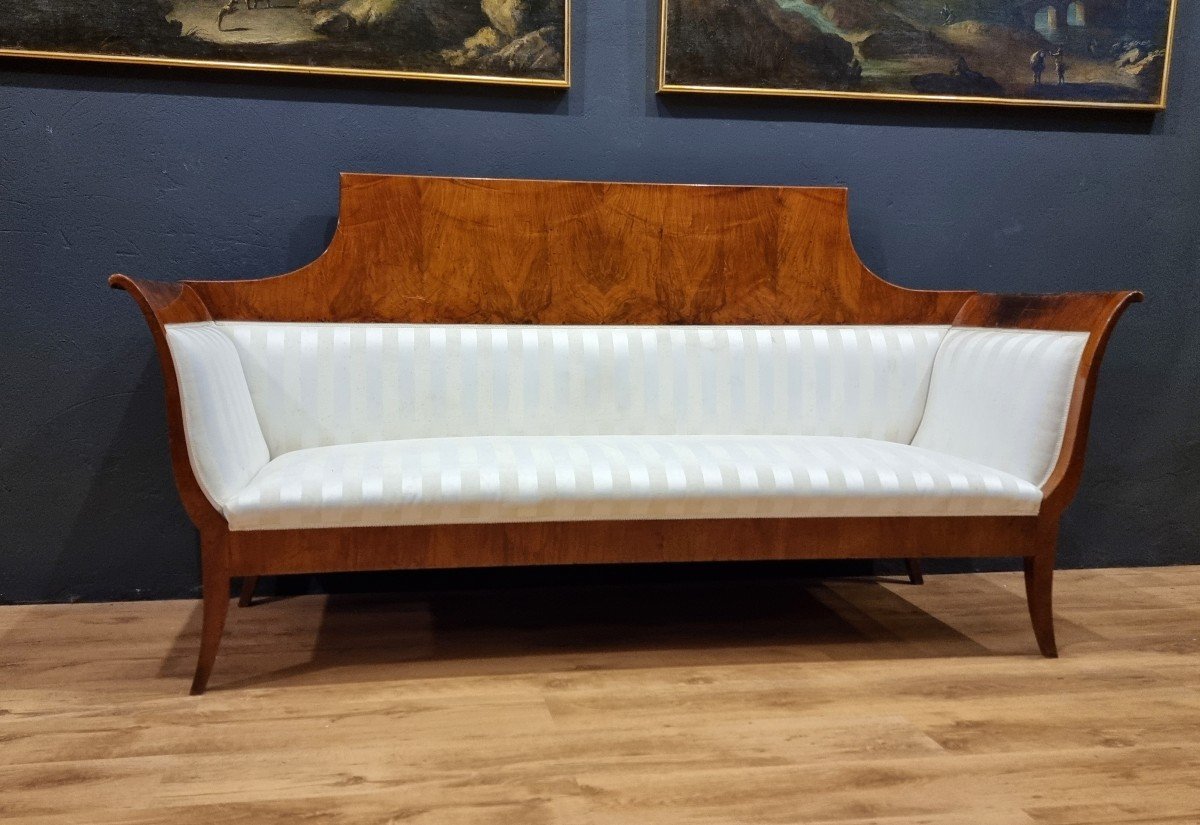Canapé Imperial Biedermeier En Noyer De 1830 Vienne-photo-2