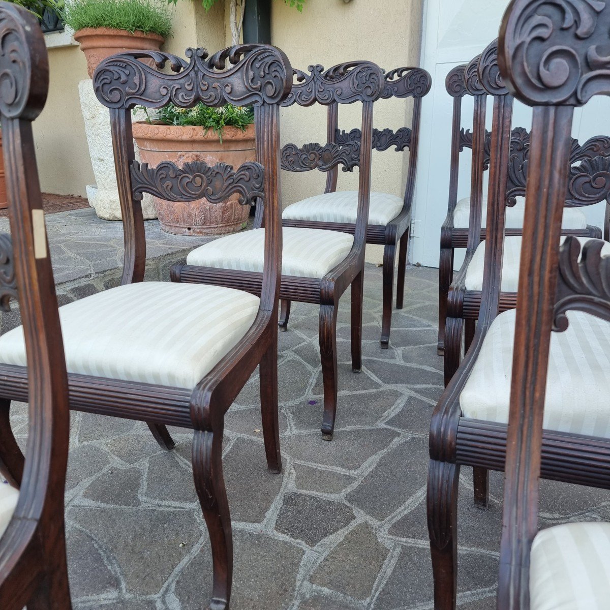 Set Completo Di 8 Sedie In Noce Dell’800-photo-2