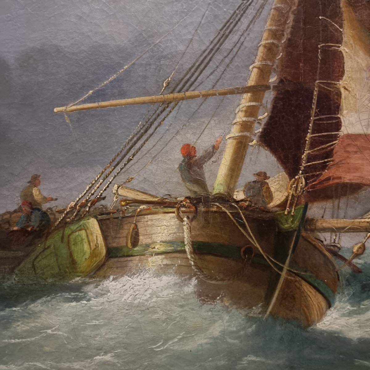 Ship In A Storm: 19th Century Oil By William Callow-photo-1