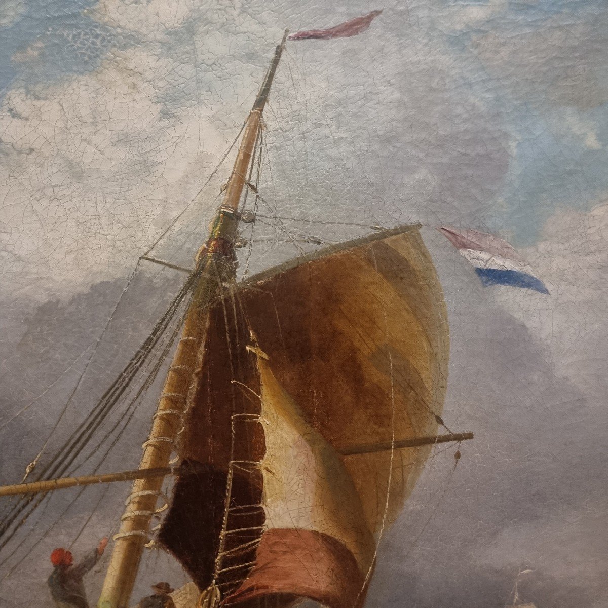 Ship In A Storm: 19th Century Oil By William Callow-photo-2