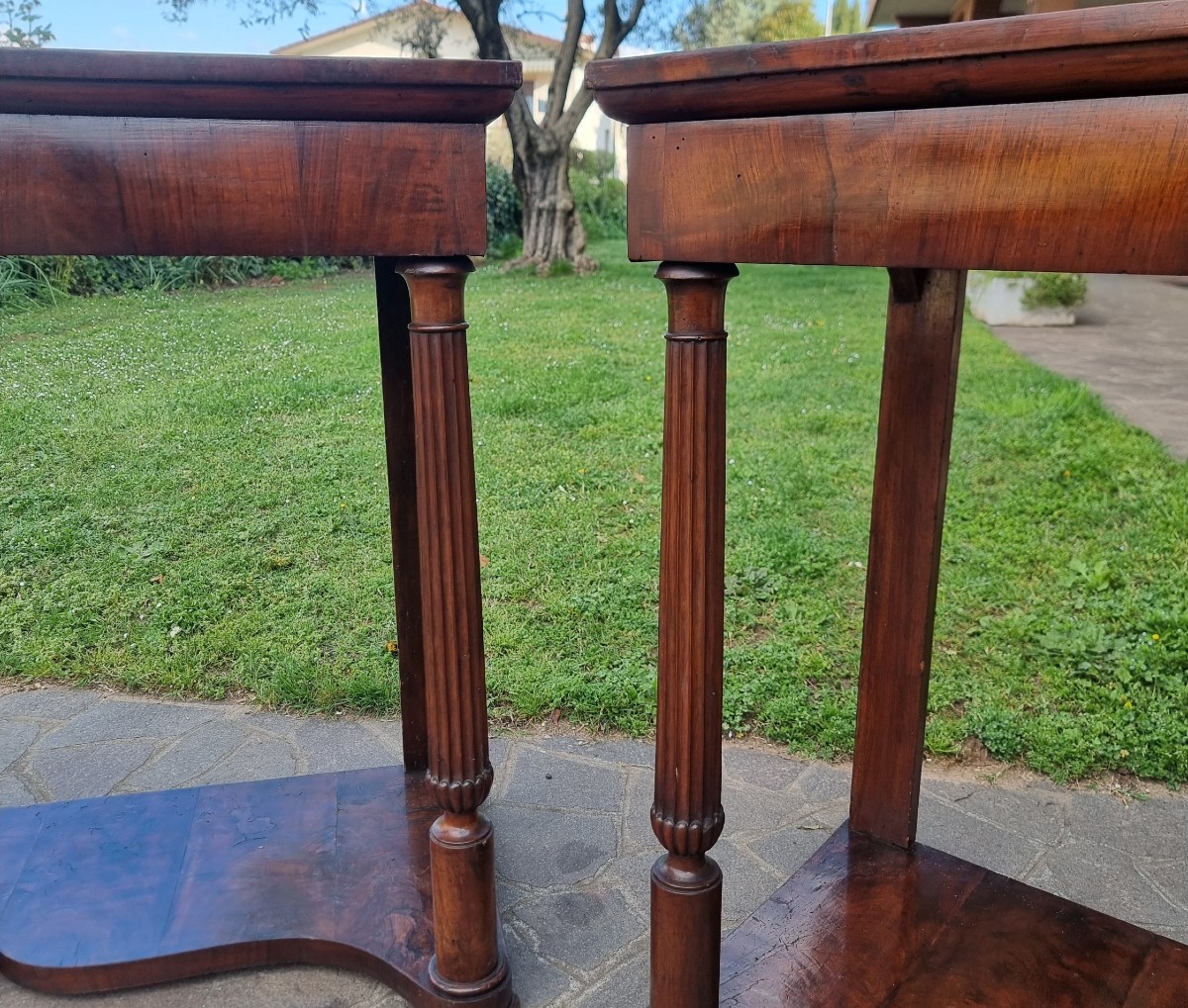 Pair Of Empire 1820 Consoles In Veneered Walnut-photo-3