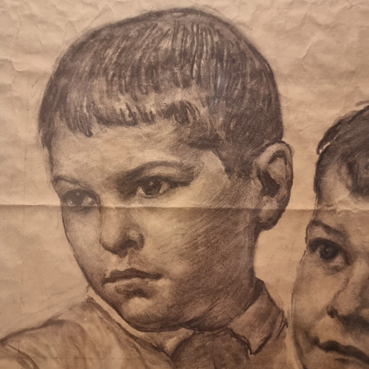 Esquisse au crayon "Les Enfants", XIXe siècle-photo-3