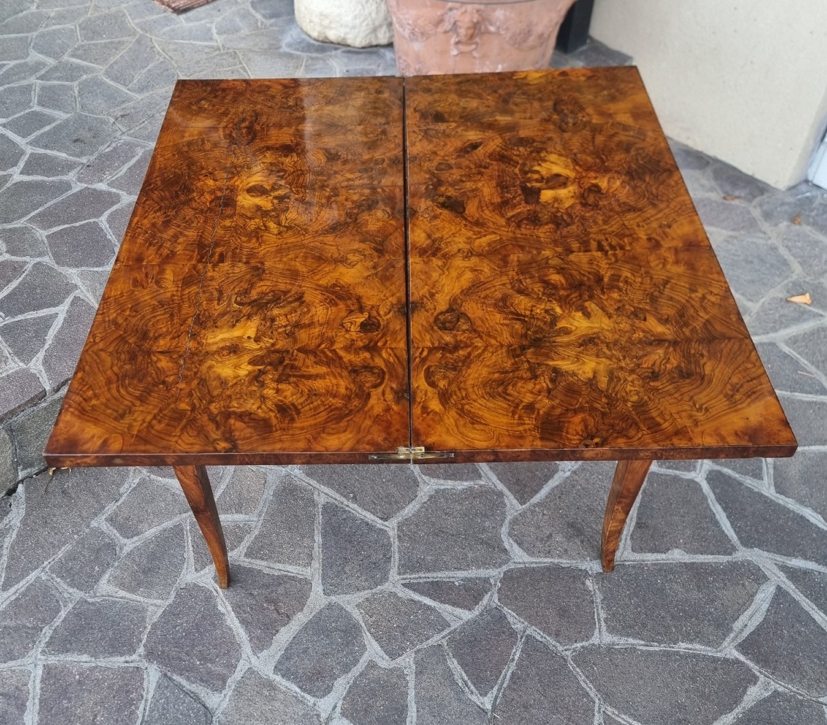 Table de Jeu Directoire 1800 en Ronce de Noyer-photo-2