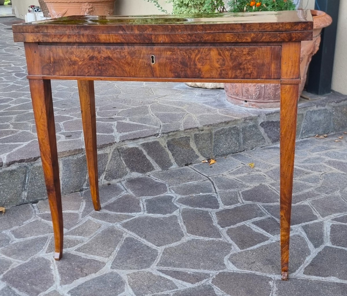 Table de Jeu Directoire 1800 en Ronce de Noyer-photo-4