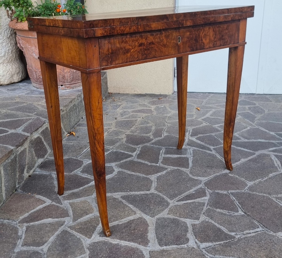 Table de Jeu Directoire 1800 en Ronce de Noyer-photo-2