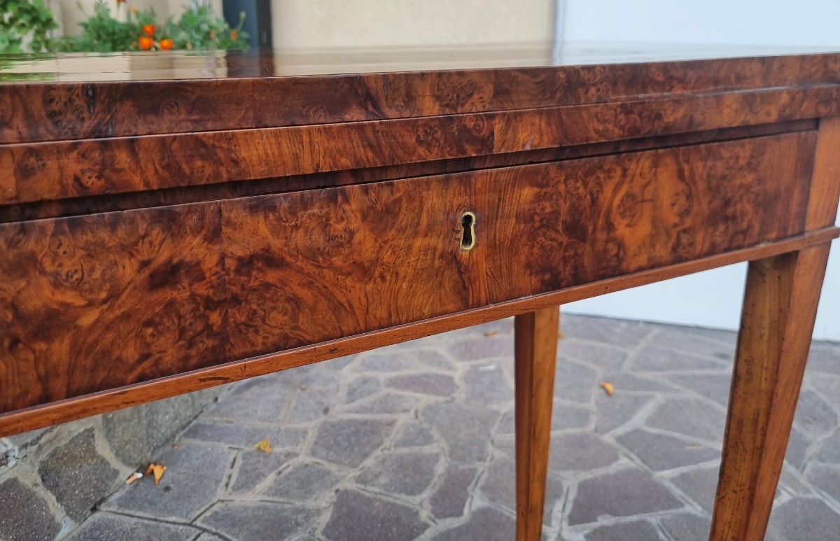 Table de Jeu Directoire 1800 en Ronce de Noyer-photo-3