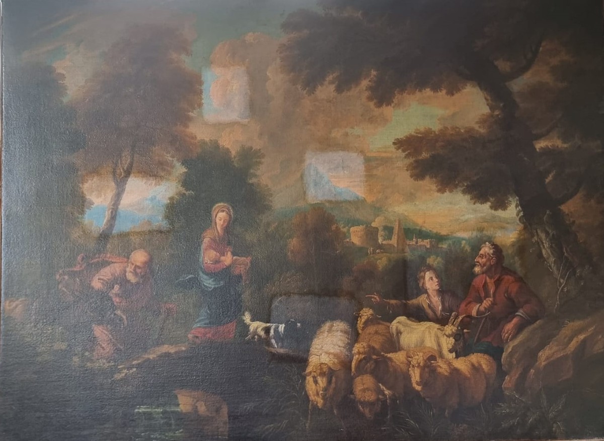 Huile sur toile fin XVIIe siècle La Fuite en Égypte de Philipp Peter Roos (1657-1706)-photo-7