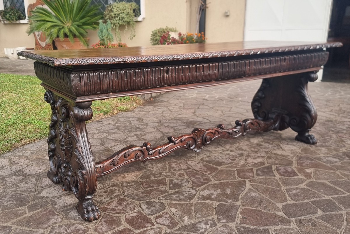 Table de réfectoire éclectique en noyer – XIXe siècle-photo-5