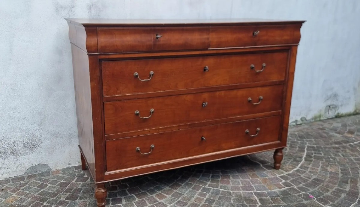 Commode en cerisier du XIXème siècle Charles X-photo-4