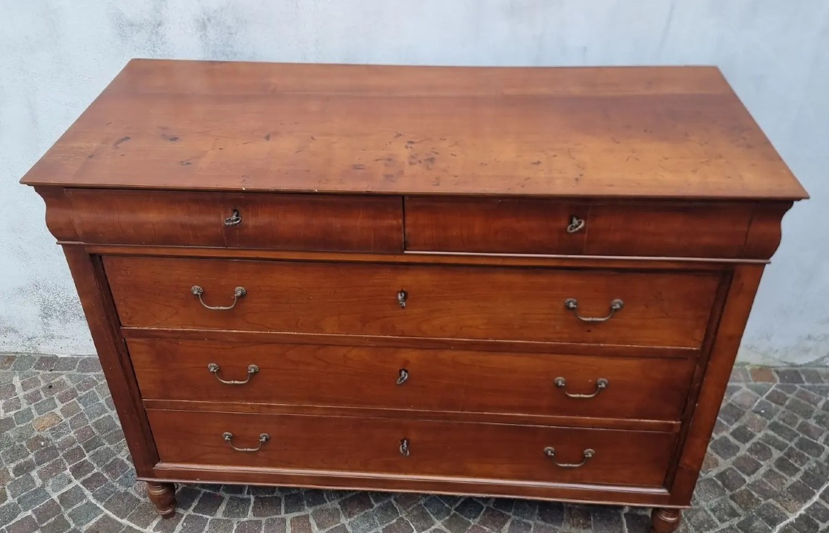 Commode en cerisier du XIXème siècle Charles X-photo-2